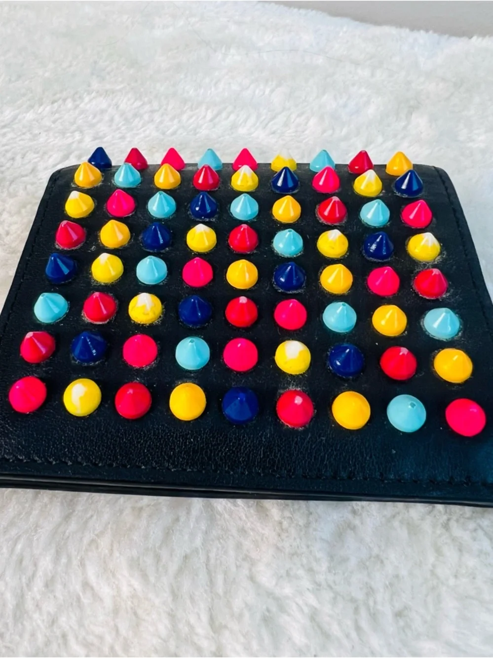 Christian Louboutin Black Studded Wallet with Colorful Round Studs - Picture 2 of 8